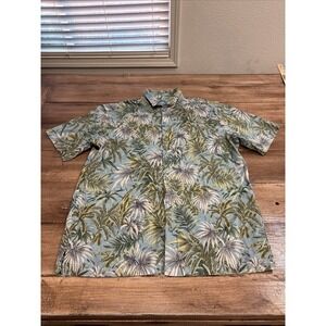 Tori Richard Shirt Mens L Multi Color Hawaiian Palm Tree  Made In USA